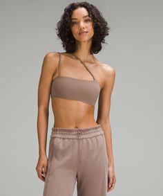 Two Details You Love, One Unique Style. This Yoga Bra Pairs Breezy Spaghetti Straps With A One-Shoulder Design Made From Our Buttery-Soft Nulu Fabric. Designed For Yoga. Intended For Low-Impact Activities. Pockets For Optional, Removable Cups. | Nulu Strappy One-Shoulder Bra Light Support, A/B Cup Winter Fit, Yoga Bra, B Cup, Gym Fit, Cup Final, Womens Bras, Shoulder Design, Fall 2024, Sport Outfits