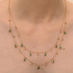 Buy Gold Necklaces for women online at VR Jewels Gold And Gemstone Jewelry, Gold Necklace Designs Indian, Gold And Emerald Jewelry, Beeds Chain Designs, Elegant Necklaces Classy, Chain Designs Gold, Layered Necklaces Gold, Simple Diamond Necklace, Emerald And Diamond Necklace