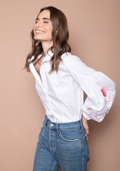 This enchanting button-down shirt features two graceful horses delicately embroidered on the sleeves. Discover the charm of this meticulously crafted piece, where every detail speaks to timeless beauty and refined sophistication. Elevate your wardrobe effortlessly, capturing the essence of delicate charm and understated style. 100% Cotton Embroidered Horse, Understated Style, Pink Sale, Now And Forever, Equestrian Style, Lantern Sleeves, Embroidered Shirt, Timeless Beauty, Wardrobe Staples