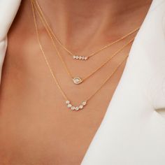 Two Layer Chain Design, Bar Diamond Necklace, 5 Diamond Necklace, Three Diamond Necklace, Bar Necklace Ideas, 4 Diamond Necklace, Engagement Necklace, 3 Layer Necklace, Diamond Chains