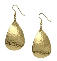 Meet classic gold earrings updated for the modern woman. The teardrop has long been a staple of jewelry design, but in the John S Brana Hammered Gold Teardrop Earrings, it gets a bold makeover with a new material and a trendy hammered finish. These earrings are chic and will have you looking fashion forward, but their traditional shapes ensure that you can continue to wear them season after season even after going trends change. Perfect for completing everything from a chambray shirt to a summer Large Gold Earrings, 21st Wedding Anniversary, Gold Teardrop Earrings, Hammered Brass, Hammered Gold, Earrings Drop, Classic Gold, Gold Brass, Brass Jewelry