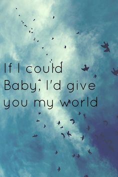 birds flying in the sky with a quote above it that says if i could baby, i'd give you my world