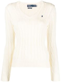 Find RALPH LAUREN Embroidered-logo Cable-knit Jumper on Editorialist. cream white cotton cable knit ribbed-knit edge signature Polo Pony motif V-neck long sleeves straight hem Ralph Laurent, Polo Jumper, Ralph Lauren Jumper, Mode Zara, Polo Pony, Cable Knit Jumper, Ralph Lauren Women, Stockholm Fashion, Polo Sweater