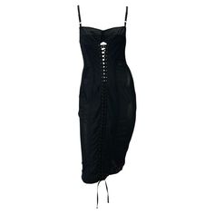 Check out this item from 1stdibs! 1990s Dolce & Gabbana Lace-Up Sheer Bustier Black Corset Dress: https://www.1stdibs.com/id-v_16468252 Black Party Corset With Lace-up Back, Party Black Corset Dress With Lace-up Back, Gothic Corset Dress For Cocktail, Gothic Black Corset Dress With Lace-up Back, Black Lace-up Back Corset For Night Out, Black Corset Dress With Fitted Bodice For Club, Elegant Black Corset Dress With Lace-up Back, Dolce And Gabbana Dress, Sheer Bustier