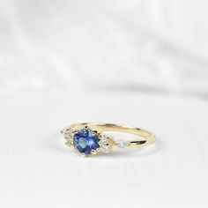 Blue Sapphire Engagement Ring Blue Sapphire and Diamond | Etsy Elegant Blue Sapphire Ring With Brilliant Cut, Timeless Gold Sapphire Ring Hallmarked, Unique Gold Sapphire Ring Hallmarked, Elegant Sapphire-colored Diamond Ring, Sapphire Engagement Ring Blue The Natural Sapphire Company, Sapphire Ring Engagement, Sapphire Diamond Engagement, Blue Sapphire Engagement Ring, Gold Sapphire Ring