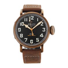 Pre-Owned Zenith Pilot Type 20 Black Bronze Mens Watch 29.2430.679 Time Is Of The Essence, Zenith Watches, Black Case, Sapphire Crystal, Watch Brands, Crystal Glass, Time Piece, Jewellery And Watches, Leather Straps