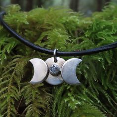 Moonstone sterling silver triple goddess pendant on an adjustable leather cord. *For sale at Witchy Yoga Girl in Midvale, UT* Goddess Pendant, Goddess Necklace, Triple Goddess, Nail Jewelry, Old Dogs, Yoga Girl, Leather Cord, Pendant Necklaces, Moonstone