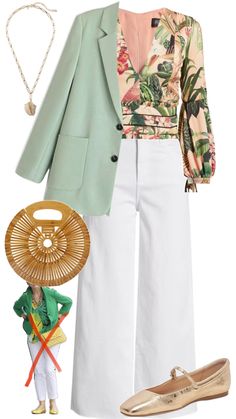 Wide Leg Jeans Outfit Work, Jeans Outfit Work, Tropical Skirts, Grown Style, Blazer Verde, Tropical Skirt, Wide Leg Jeans Outfit, Outfit Work, Paper Doll Dress