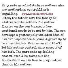 Although a #narcissist secretly resents the control his mother has over him, ironically the women he feels most drawn to tend to be… Survivor Quotes, Manipulative People, Narcissistic People, Narcissistic Mother, Narcissistic Behavior, Mental And Emotional Health, Psychology Facts, Toxic Relationships, Narcissism