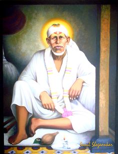 an oil painting of a man sitting on the ground with his hands folded in front of him