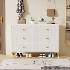 6Drawer Dresser with Gold Handles and Metal Legs, White and Gold Modern Dressers & Chest of Drawers for Living Room,Closet, Bedroom, Hallway Dresser With Gold Handles, White And Gold Dresser, Living Room Closet, Modern Bedroom Dressers, Modern Dressers, Sliding Drawers, Modern Chests, Modern Chest Of Drawers, Gold Dresser