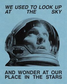 an advertisement for the space shuttle that is flying in the sky with a man's face on it