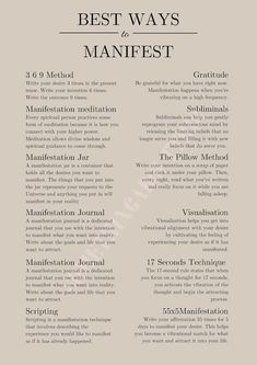 Best Ways To Manifest, Manifestation Printable, Ways To Manifest, Manifestation Meditation