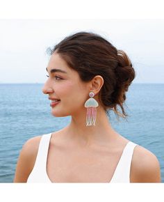 Get 10% off now! Buy bohemian vacation cute jellyfish handmade beaded tassel earrings at cheap price online. Free stable shipping and pro since 2009. Unique Jellyfish, Cute Jellyfish, Anting Manik, Jellyfish Design, Boho Chique, Prom Dresses Yellow, Purple Prom Dress, Lace Beach Wedding Dress, Beaded Tassel Earrings