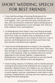 the wedding speech for best friends