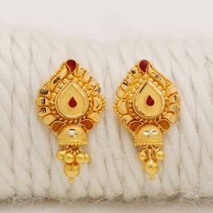 Please click -- Learn more about this item -- below for a full description 22k gold earrings jewelry set handmade jewelry made in India metal is genuine gold, metal purity is 22 karat gold weight is 4.2 grams approx. length is 2.1 centimeter width is 1.1 centimeter approx. please note the earrings comes with normal slicon/metal backs, if you want real gold screw you may contact after purchase, gold screw can be provide at extra cost. Handmade genuine gold jewelry from india. please feel free to Gold Dual-tone Temple Jewelry Earrings, Dual-tone Temple Jewelry Earrings For Puja, Dual-tone Earrings For Puja And Festivals, 22k Gold Hallmarked Earrings For Puja, Gold Earrings For Festive Puja, Gold Dual-tone Earrings For Festive Season, Gold Dual-tone Earrings For Festive Occasions, Gold Dual-tone Earrings For Gift, Gold Earrings For Puja And Festive Occasions