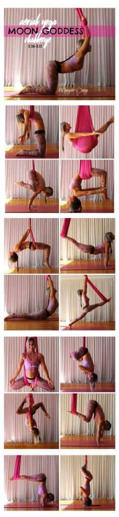 the woman is doing yoga poses in different positions