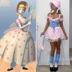 two different images of women dressed in costumes