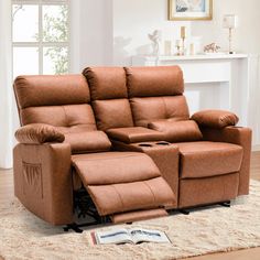 the reclining loveseat has two seats in it