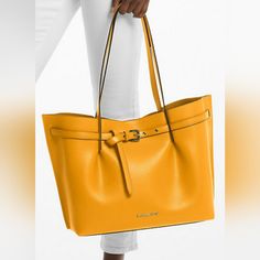 Christmas Shopping? Nwt!! Beautiful Buttery Colored Tote Bag. Description And Size Details In Photos. Tote Is Still In Packaging It Was Shipped In. ***Not As Bright Yellow As Pic From Michael Kors Website*** Classic Yellow Satchel With Adjustable Strap, Yellow Bags With Adjustable Strap For Shopping, Yellow Shopping Bag With Adjustable Strap, Classic Yellow Shoulder Bag With Removable Pouch, Yellow Rectangular Bag With Branded Hardware, Mustard Bag With Detachable Strap For Daily Use, Yellow Rectangular Bags With Branded Hardware, Elegant Yellow Bag With Branded Hardware, Elegant Yellow Bags With Branded Hardware