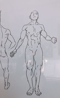 a drawing of two men standing next to each other