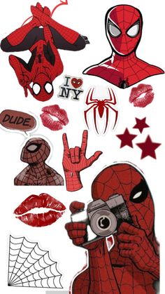 spiderman stickers are shown in this image