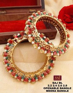 Multicolour Pearl Bangles, Traditional Kundan Pearl Bracelet, Pearls kundan meenakari work Bangle By FashionEmpireStudio Inspired from the film Padmavat bangles with AD Stones ( American Diamonds ) ruby detailing in royal rajwadi style size  Size Available  2.6, 2.4, 2.8 Fashion Empire Studio gives you new look, Made of high quality material(s).  This is very Designer, Tradition Kada . Every Women wants Wear Something new and Stylish Items so this is only for u. Its A Choice Of Many Bollywood Celebrities. Trust me, it is more Beautiful in Real another the Picture  Designed By Master Craftsmen. Based On Indian beautiful Jewelry with a touch of the a contemporary art. Close Up Pictures Taken To Show Details In Item, So Item May Looks Larger. Please Read Above Descriptions For Size And Refer Meenakari Bangles, Kundan Bracelet, Bracelet Pearls, Pearl Bangles, Fashion Empire, Style Royal, Pearl Bangle, Bangles Indian, Close Up Pictures