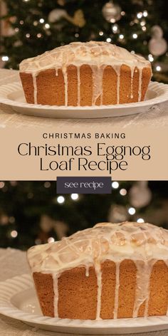 christmas eggnog loaf recipe on a plate