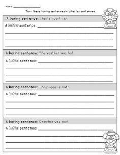 the worksheet for writing sentences