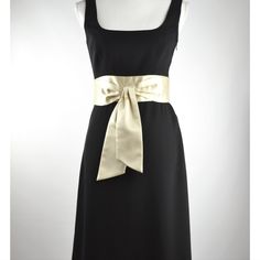 Super Sophisticated Ann Taylor Dress With Gorgeous Gold, Satin Tie At Waistline Detail, Side Zip, Nwot 2p Elegant Black Dress For Black Tie Occasion, Black Fitted Dress For Black Tie Event, Black White Floral Dress, Black Pencil Dress, Strapless Floral Dress, Belted Midi Dress, Gold Satin, Taylor Dress, Silk Midi Dress