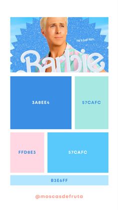 the poster for barbie is shown in blue, pink and green colors with text that reads barbie