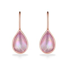 14K Rose Gold Kabana Pear Shaped French Wire Earrings with Pink Mother of Pearl Inlay. The earrings measure approximately 13/16" in total length. French Wire Earrings, Mother Of Pearl Inlay, Pearl Inlay, French Wire, Fine Jewels, Wire Earrings, Pear Shaped, Mother Of Pearl, Pear