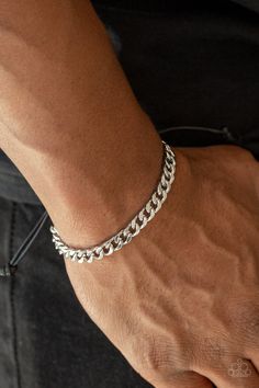 Paparazzi Hurrah Silver Urban Mens Bracelet Unisex Paparazzi Jewelry Adjustable Knot Bracelet, Guy Jewelry, Adjustable Sliding Knot, Sliding Knot Closure, Mens Chain Bracelet, Mens Silver Jewelry, Mens Bracelet Silver, Mens Jewelry Necklace, Hand Bracelet