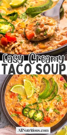 easy creamy taco soup with vegetables and meat