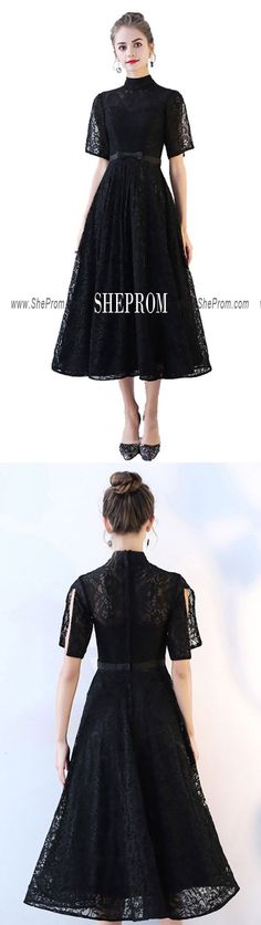 Black Lace High Neck Aline Party Dress with Sleeves BLS86043 at #SheProm. Shop thousands of dresses range from Homecoming,Party,Black,Long Black Dresses,Black Lace Dresses,A Line Dresses,Lace Dresses,Midi Dresses and so on. Not only selling formal dresses, more and more trendy dress styles will be updated daily to our store. Shop now to get $10 off! #vintageblackdress Party Fit And Flare A-line Tea Length Dress, Formal A-line Lace Dress, Knee-length Dresses For Prom Season Banquet, Chic A-line Evening Dress For Party Season, Dressy A-line Evening Dress For Party Season, A-line Evening Dress For Cocktail And Prom Season, Elegant A-line Lace Cocktail Dress, Elegant Fit And Flare Mini Dress For Party, Fit And Flare A-line Tea Length Dress For Cocktail