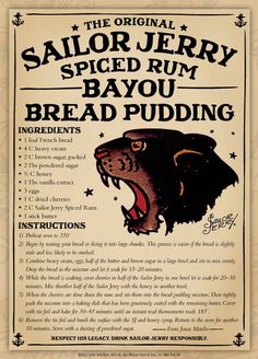 the original sailor jerry spiced rum - bayou bread pudding advertisment, circa