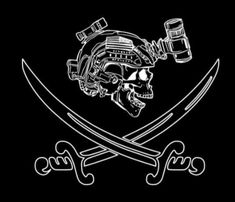 a pirate skull and crossed swords with the word pirates written in white on a black background