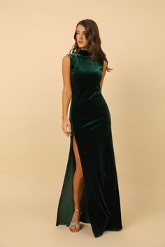 "Cocktail Dress, Velvet Dress, Maxi Dress, Bridesmaid Dress, Slit Dress, High Neck Dress, Dress Sleeveless, Dark Green Dress, Formal Dress, Elegant Dress, Dress Long, Woman Dress, Reception Dress, Mother of The Bride, Woman Velvet Dress. More velvet dresses can be found here: desirvale.etsy.com ❖ The material is quality, flexible and stretchy. ❖ Please read the dress description and find your size. ❖ In note to seller please write: your height without shoes, bust, waist, hips measurements, whate Dark Green Velvet Dress, Emerald Green Velvet Dress, Sleeveless Pencil Dress, Fall Bridesmaid Dresses, Civil Wedding Dresses, Green Cocktail Dress, Dark Green Dress, Green Velvet Dress, Green Bridesmaid