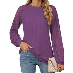 Product Details TEMOFON Women's Tops Dressy Business tunic Casual Blouses Lace Long Sleeve Work Shirts Fall Clothes Category: Women's Long Sleeve Round Neck Top Product Type: Women's TopsWomen's Long Sleeve TopsWomens SweatshirtsWomen's Round Neck TopsWomen's Lace TopsWomen's Long Sleeve PulloversWomen's Fashion TopsWomen's Patchwork Solid Color Top Women's Long Sleeve T-Shirts womens blouses Size: S/M/L/XL/XXL (refer to the size chart for details) Material: Polyester Style: Fashion simple lace Womens Tops Dressy, Tunic Tops Casual, Casual Tunics, Raglan Shirt, Long Sleeve Tops Casual, Women Long Sleeve Tops, Womens Long Sleeve Shirts, Loose Blouse, Casual Blouse