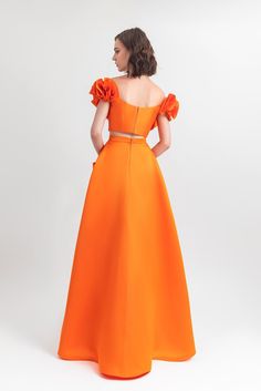 Description Orange A-line, Long dress Fitted, Short Sleeves Off shoulder Satin Dry Clean Evening Dress Made in Lebanon LPS23 6980T + LPS23 7001LS Long Dress Fitted, Long A Line Skirt, Combination Dresses, Off Shoulder Gown, Classic Blouses, Silk Dress Long, Dress Fitted, Satin Gown, Skirt With Pockets