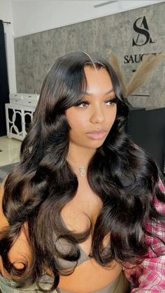 24 Inch Wig, Hair Appointment, Dope Hairstyles, Black Wig, Middle Part, Baddie Hairstyles