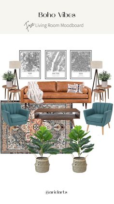 Interior design Boho Side Tables Living Room, Eclectic Glam Decor Living Room, 2024 Living Room Decor Trends, Counseling Decor, Vibes Moodboard, Desert Living Room, Organic Modern Living Room, Materials Board Interior Design, Leather Couches Living Room