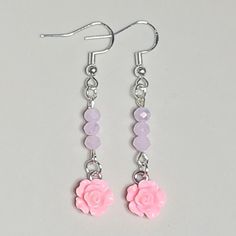 Earrings flower charm Pink Flower Shaped Pierced Earrings, Pink Dangle Flower Charm Earrings, Pink Dangle Flower Earrings Nickel Free, Nickel-free Pink Dangle Flower Earrings, Flower Shaped Crystal Earrings With Flower Charm, Flower-shaped Crystal Earrings With Flower Charm As Gift, Flower Shaped Crystal Earrings With Flower Charm For Gifts, Flower-shaped Crystal Earrings With Flower Charm, Pink Flower Shaped Single Earring