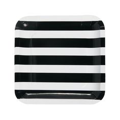 a black and white striped paper plate