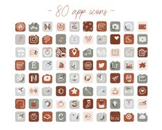 a large collection of different app icons on a white background with the words app icons above them