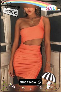 Women's Sexy Solid Color Bodycon Dress Summer One Shoulder Fitted Bodycon Dress, Flirty One Shoulder Stretch Mini Dress, Flirty Bodycon Dress For Going Out, Flirty Fitted Mini Dress For Club, Flirty Mini Dress For Summer Going Out, Fitted Bodycon Dress For Summer Nights, Flirty Fitted Mini Dress For Going Out, Flirty Stretch Bodycon Dress For Summer, Flirty Bodycon Mini Dress For Summer