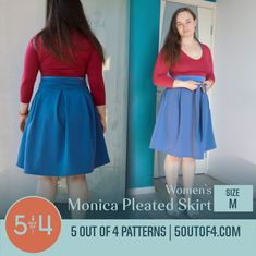 Monica Pleated Size M Fitted Skirt With Banded Waist, Fitted Full Skirt With Elastic Waistband, Pleated Skirt Pattern, Circle Skirt Pattern, Contour Tutorial, Fitted Skirt, Circle Skirt, Skirt Pattern, Pdf Sewing Patterns