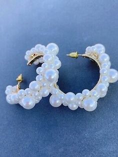 Simone Rocha Hoop Faux pearl beaded earrings  | eBay Elegant Hoop Beaded Earrings For Pierced Ears, Trendy Pearl Charm Earrings For Party, Elegant Hoop Beaded Earrings, Elegant Beaded Hoop Earrings For Party, Elegant Small Hoop Beaded Earrings, Pearl Charm Dangle Hoop Earrings For Party, Beaded Pearl Earrings For Party, Trendy Pearl Earrings With Pearl Charm For Party, Dangle Hoop Earrings With Pearl Charm For Party