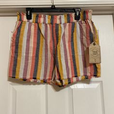 Nwt True Craft Striped Cotton Shorts. Perfect Condition. Side And Back Pockets! Elastic Waist And Fringe Leg Hem. Super Cute! Multicolor Relaxed Fit Shorts For Day Out, Relaxed Fit Multicolor Shorts For Day Out, Multicolor Short Bottoms With Elastic Waistband, Summer Multicolor Bottoms With Pockets, Multicolor Shorts For Day Out, Multicolor Shorts With Pockets For Day Out, Multicolor Short Bottoms For Day Out, Multicolor Cotton Summer Pants, Casual Multicolor Short Pants