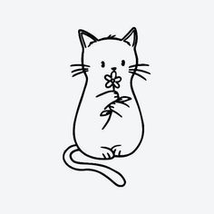 Funny Cat Drawings Easy, Cat Art Easy, Little Cat Doodle, Funny Cute Tattoos, Cat Ghost Tattoo, Tattoo Ideas Line Art, Cool Cat Tattoos, Cat Doodle Easy, Small Silly Tattoos